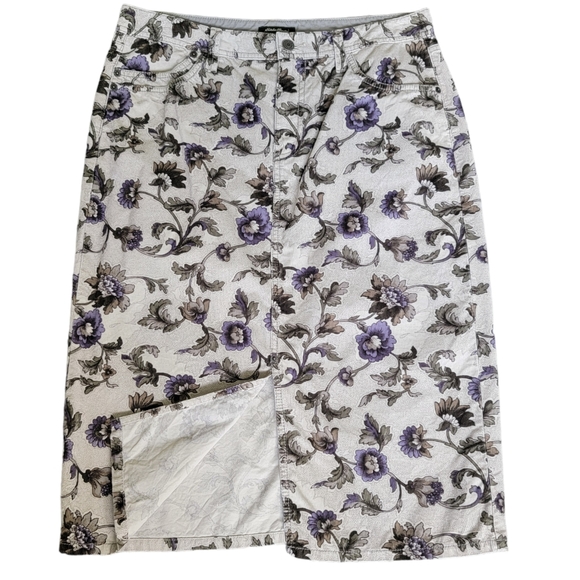 Eddie Bauer Corduroy Floral Pencil Skirt Straight Front Slit Cottage-cor… - Picture 4 of 15